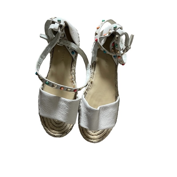 Marc Fisher Vajen Studded Ankle Strap Espadrilles Platform Sandals - Picture 4 of 11